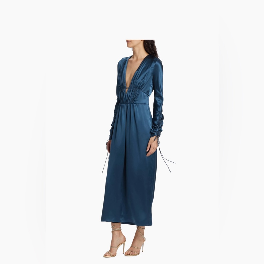 $1495 Alejandra Alonso Rojas Silk Satin Midi-Dress size 6 - Picture 5 of 11